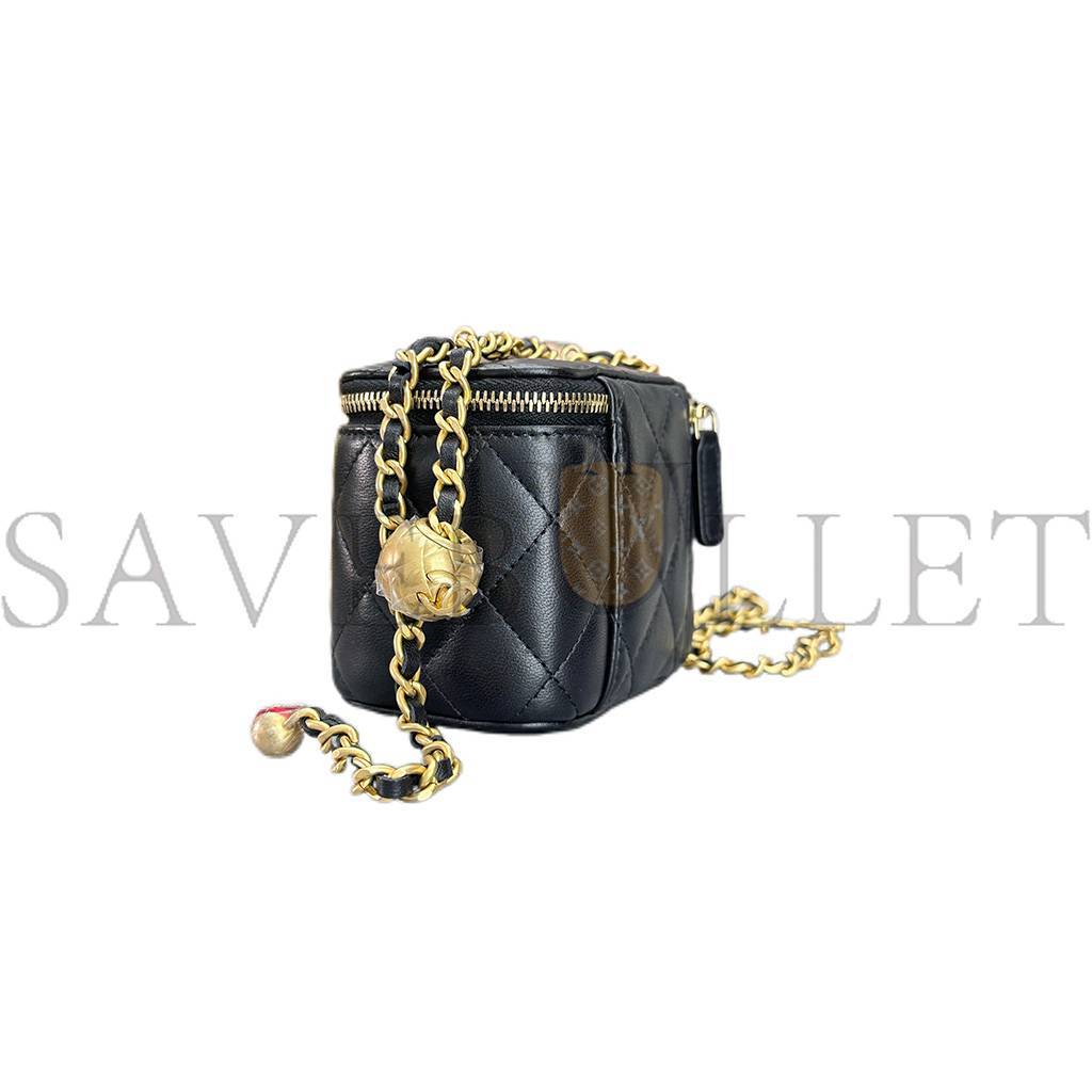 Ch*el master mini vanity case with pearl crush clutch with chain ap1447 (11*8.5*7cm)